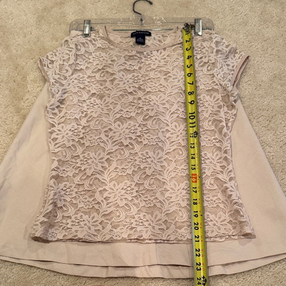 Ann Taylor Beige Lace Blouse and skirt